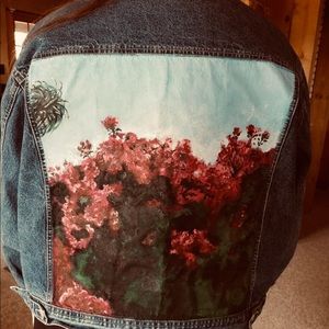 Painted floral denim jacket